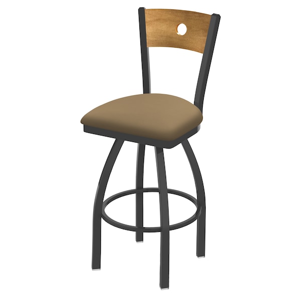 25" Swivel Counter Stool, Pewter Finish, Med Back, Canter Sand Seat